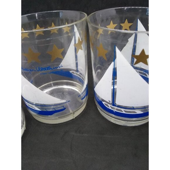 Vtg. Nautical Themed 1985 Thermo Serv Edgar Watkins Acrylic Plastic 4 Cups - Picture 7 of 11